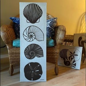 RARE VINTAGE MARUSHKA 3 ft tall silkscreen with 4 seashells